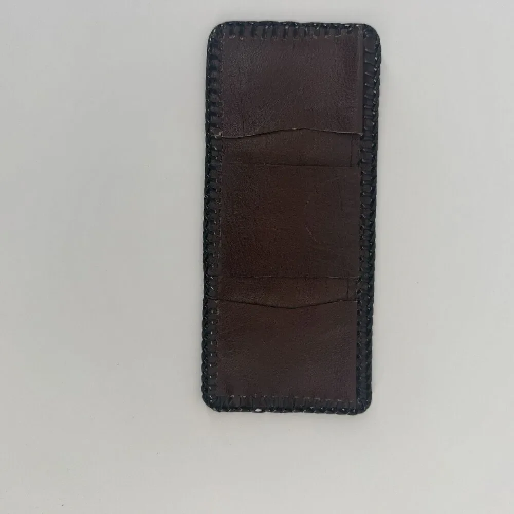 Vintage Hand Tooled Leather Billfold Wallet hunting dog bunny rabbit trifold